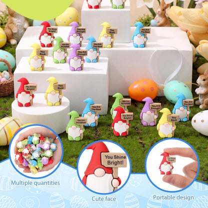 Bucherry Mini Positive Gnomes Figures Miniature Tiny Gnomes Figures Small Figurines to Hide Seek for Christmas Employee Gift Easter Stuffers Office Desk Party Favor Baby Shower Decor(50pcs,Classic)