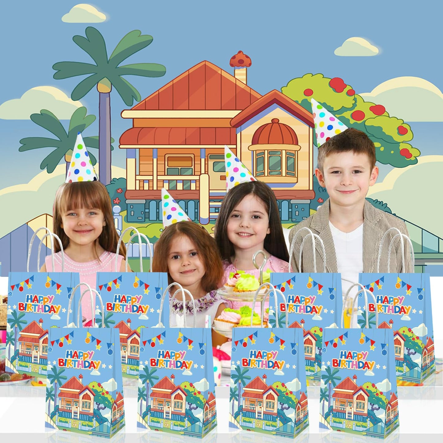 YOOUUQIAN 20 PCS Blue Dog Birthday Party Supplies, Blue Dog Party Decorations Gift Bags Birthday Party Favors Bag