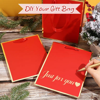 Yeaqee 24 Pack Metallic Paper Gift Bags with Handle and Tissue 9x7x3.1 Gold Foil Welcome Thank You Favor Bags Return Gifts for Wedding Graduation Bridesmaid Groomsmen Birthday(Red Gold)