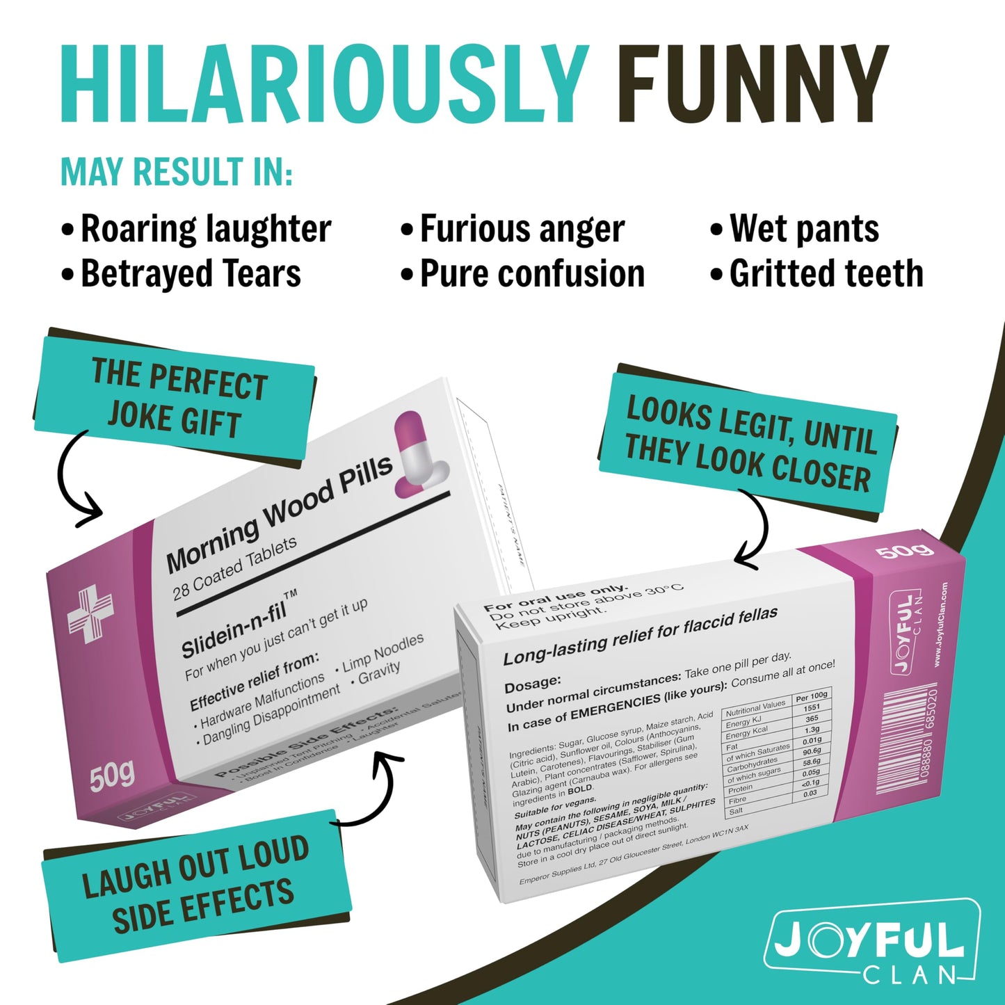 Morning Wood Pills - Hilarious Adult Prank Box, Funny Gag Gifts for Men - Male Enhancement Joke - Office Pranks - Secret Santa - White Elephant - Birthday Gift - Practical Novelty Xmas Present for Him