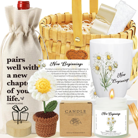 New Beginnings Box Gifts for Women, Divorce Break Up Gift Basket Farewell Gifts For Coworkers, New Job Going Away Goodbye Good Luck Gift Baskets Graduation Retirement New Home Christmas New Year Gift