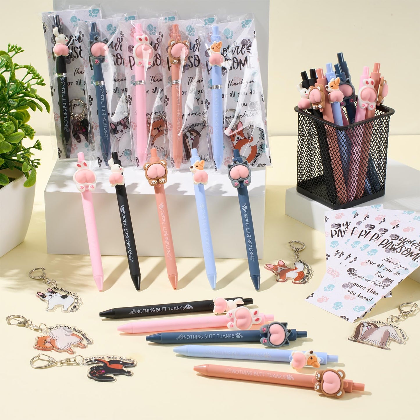 Sayglossy 30 Set Veterinary Assistant Gifts Pens Sets Graduation Vet Tech Appreciation Gifts Animals Pens Keychains Bookmark Thank You Gift Bulk for Veterinary Technician, Nurse, Pet Lover