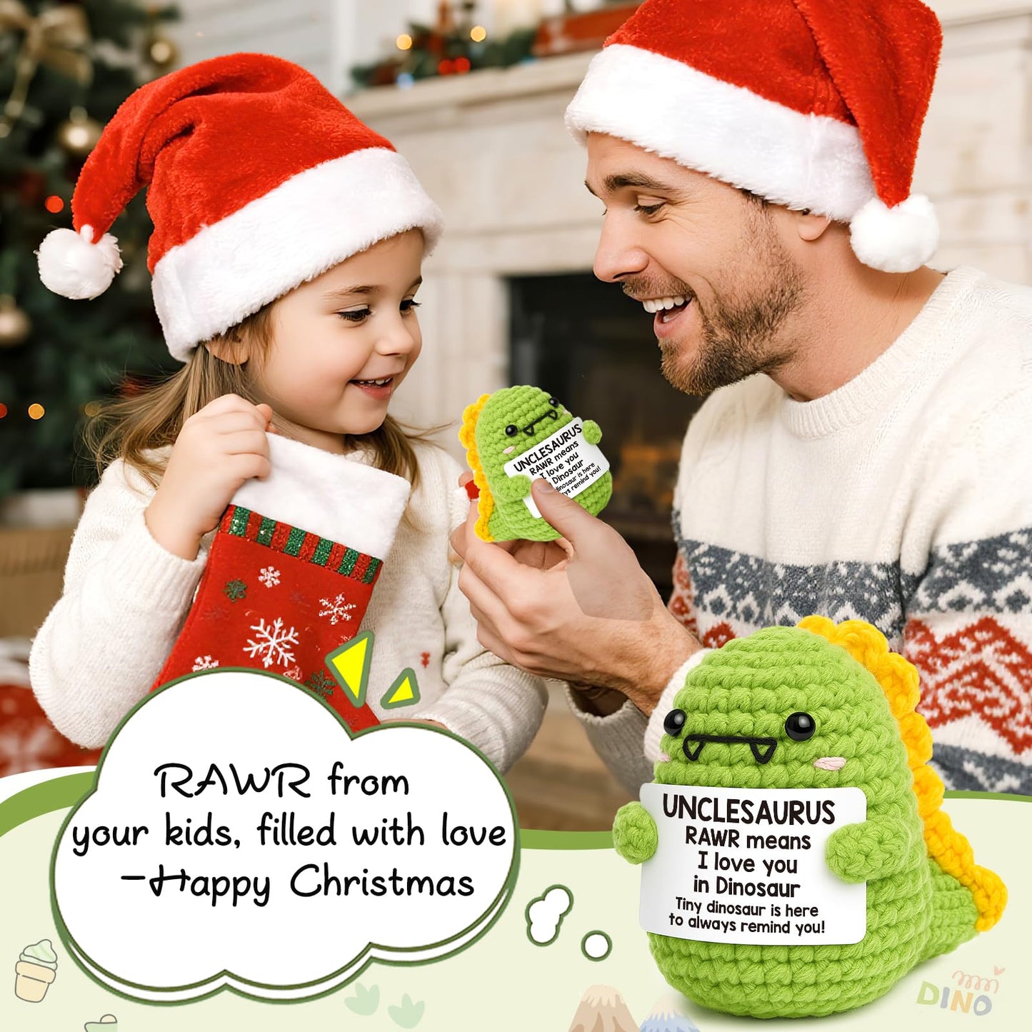 Mini Fathers Day Uncle Gifts from Niece Nephew I Love You Unclesaurs Father Day Best Uncle Gifts Handmade Crochet Dino Thank You Gift for Uncle Funny Birthday Ideas for Uncles Father Day Home Decor