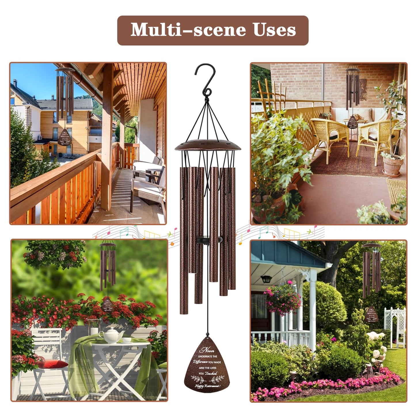 Soopau Retirement Gift for Woman Men, 32" Wind Chimes Retirement Gifts, Happy Retirement Gifts for Coworker Colleague Boss Teachers Nurses Friends, Going Away Gifts Retirement Decorations