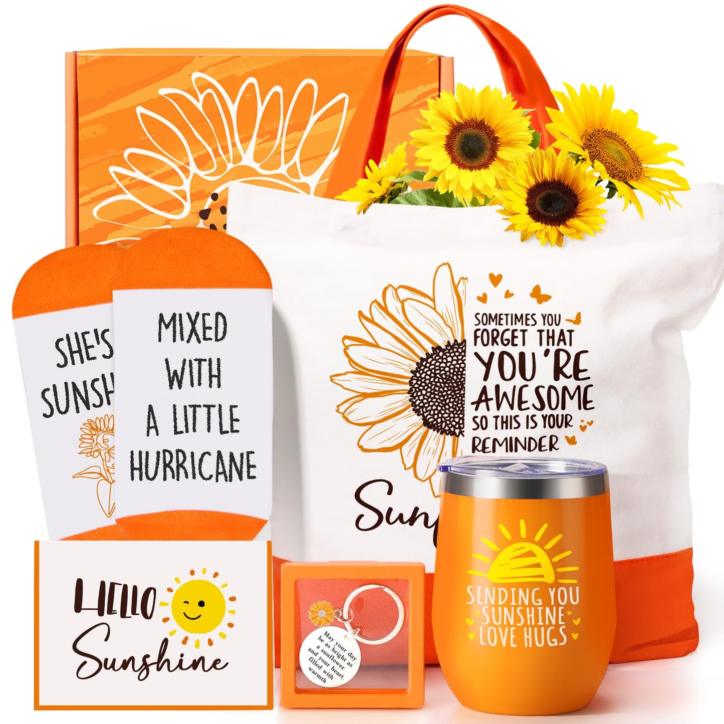 Sunflower Gifts for Women, Sending Sunshine Inspirational Gifts, Birthday Gift for Women Get Well Soon Gift Basket Thinking of You Care Package for Girls Mom Best Friend Bestie Sister Wife Girlfriend