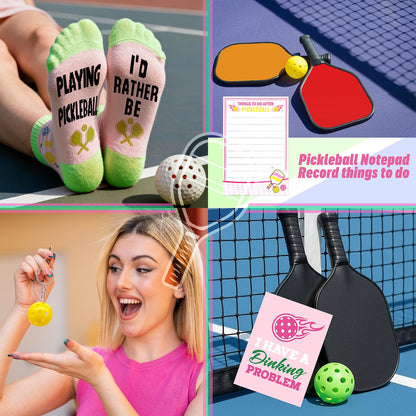 Pickleball Gifts for Women, Pickleball Lover Stuff with 20 Oz Tumbler Hat Socks Tote Bag Makeup Bag Keychain Sticky Notes, Birthday, Christmas Gift for Pickleball Player, Pickleball Coach
