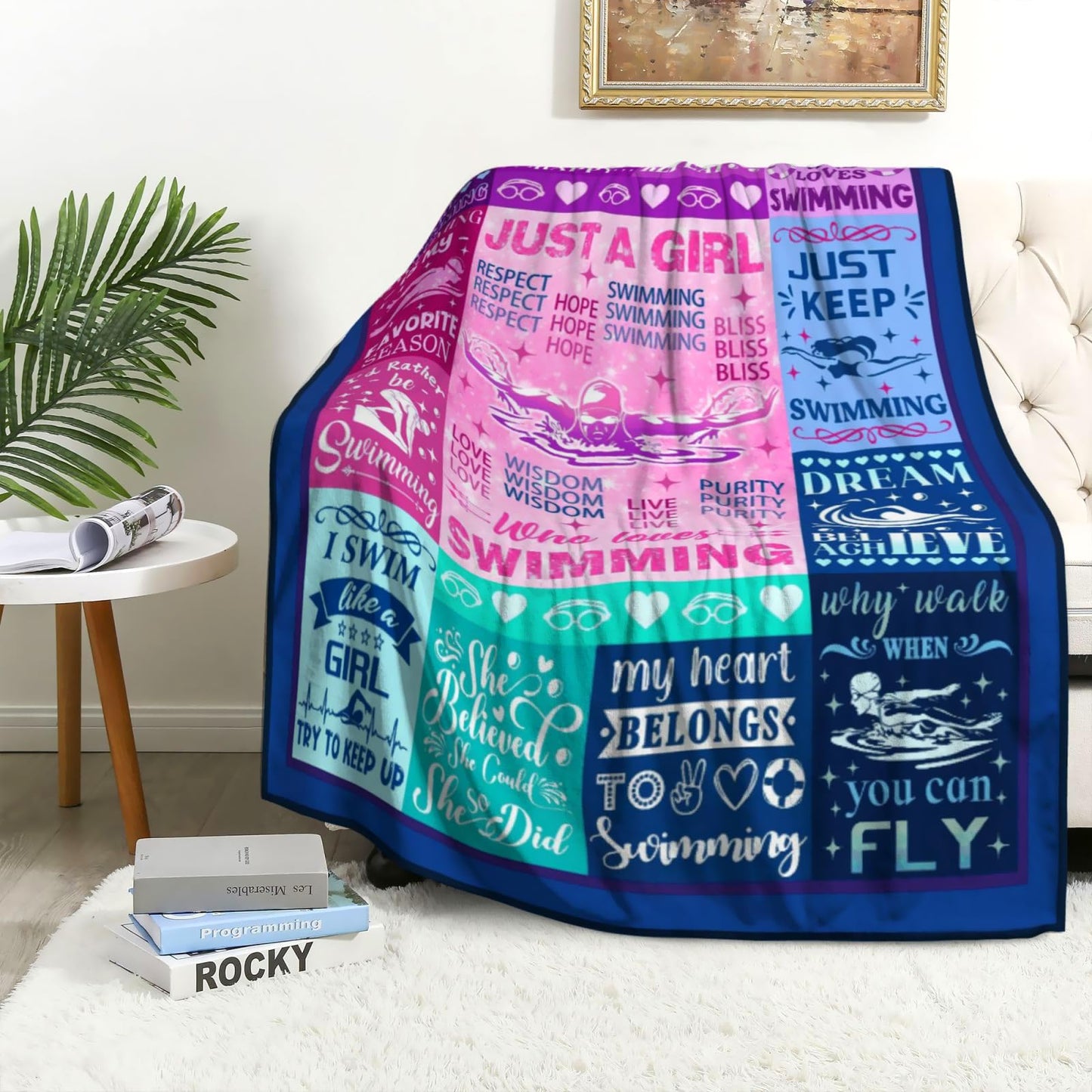 Swimming Gifts for Swimmers Blanket Swimming Stuff Swim Team Plush Blankets and Throws Swim Gifts for Swimmers Women Girls Boys Men Teens Birthday Party Decorations 50"X40"