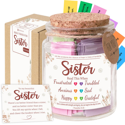 Bible Verses Jar for Sister – Graduation Day Gifts for Sister, Birthday Gifts for Sisters, Christian Gift for Women, Girls