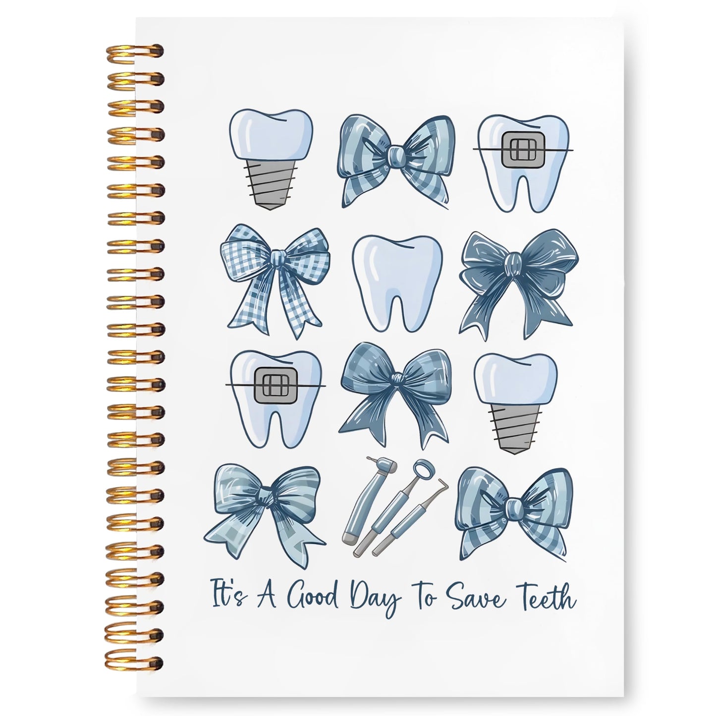 Dentist Gifts Notebook Journal, Dental Hygienist Assistant Office Gifts for Women, Hardcover Spiral Journal Notebook 5.5x8.3 Inch（Blue-01）