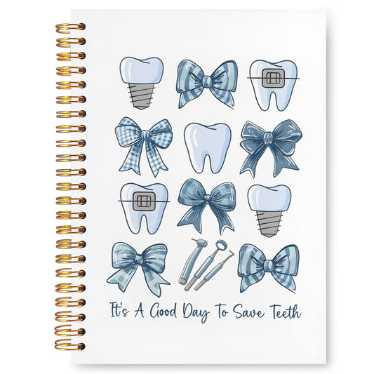 Dentist Gifts Notebook Journal, Dental Hygienist Assistant Office Gifts for Women, Hardcover Spiral Journal Notebook 5.5x8.3 Inch（Blue-01）