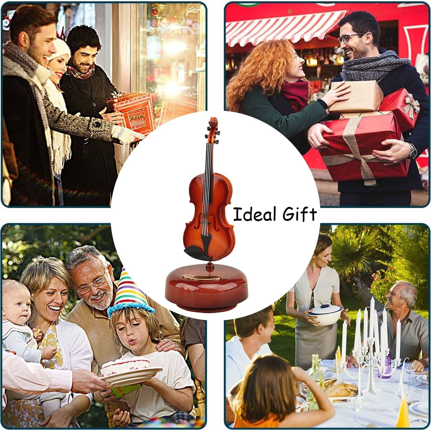 Violin Music Box - Classical Music Box Mini Replica Instrument Crafts Decoration Gift Craft Home Office Ornament