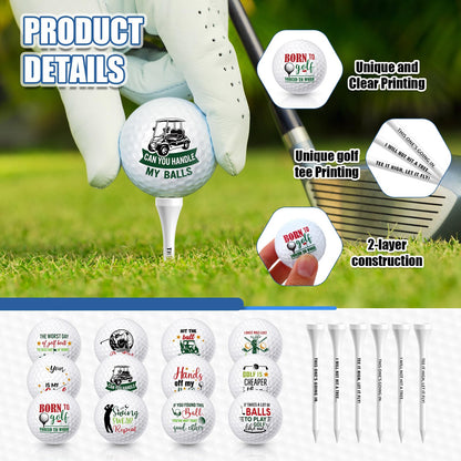 MiniInflat 18 Pcs Funny Golf Balls Gifts Set 12 Humor Golf Balls and 6 Tees for Men Women Coworkers Employees Golfers Birthday Retirement