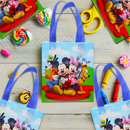 Mickey and Friends Party Favor Bags Set – 24 Pack of 8" Mickey Mouse Goodie Bags for Kids Bulk Reusable Totes | Disney Birthday Party Supplies