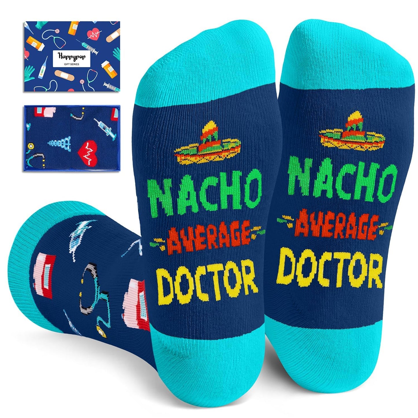HAPPYPOP Nurse Gifts for Men Women - Nacho Average Doctor CNA EMT RN VET TECH Dentists Socks