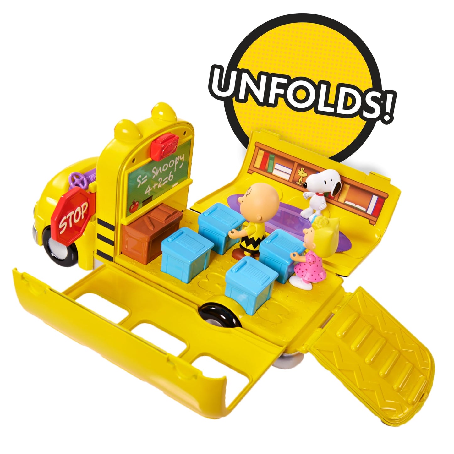 Peanuts Charlie Brown's Interactive School Bus Toy, 11-Pieces, Includes Charlie Brown, Sally, and Snoopy Figures, Toy for Fans, Boys, Girls, Kids, Ages 3 and Up, Kids Toys for Ages 3 Up by Just Play