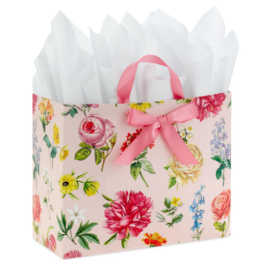 Hallmark 10" Large Mother's Day Gift Bag with Tissue Paper (Vintage Floral with Pink Bow) for Valentine's Day, Easter, Bridal Showers, Graduations, New Moms