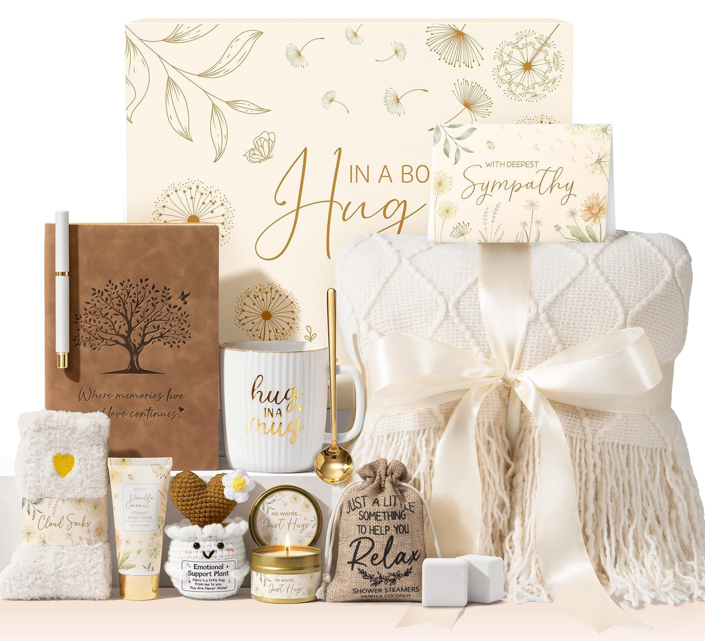 Sympathy Gifts Baskets for Loss of Loved One Mother Father Husband Mom Dad, Memorial Bereavement Grief Condolences Gift Basket for Loss, Hug In A Box Miscarriage Gifts for Mothers Women Care Package