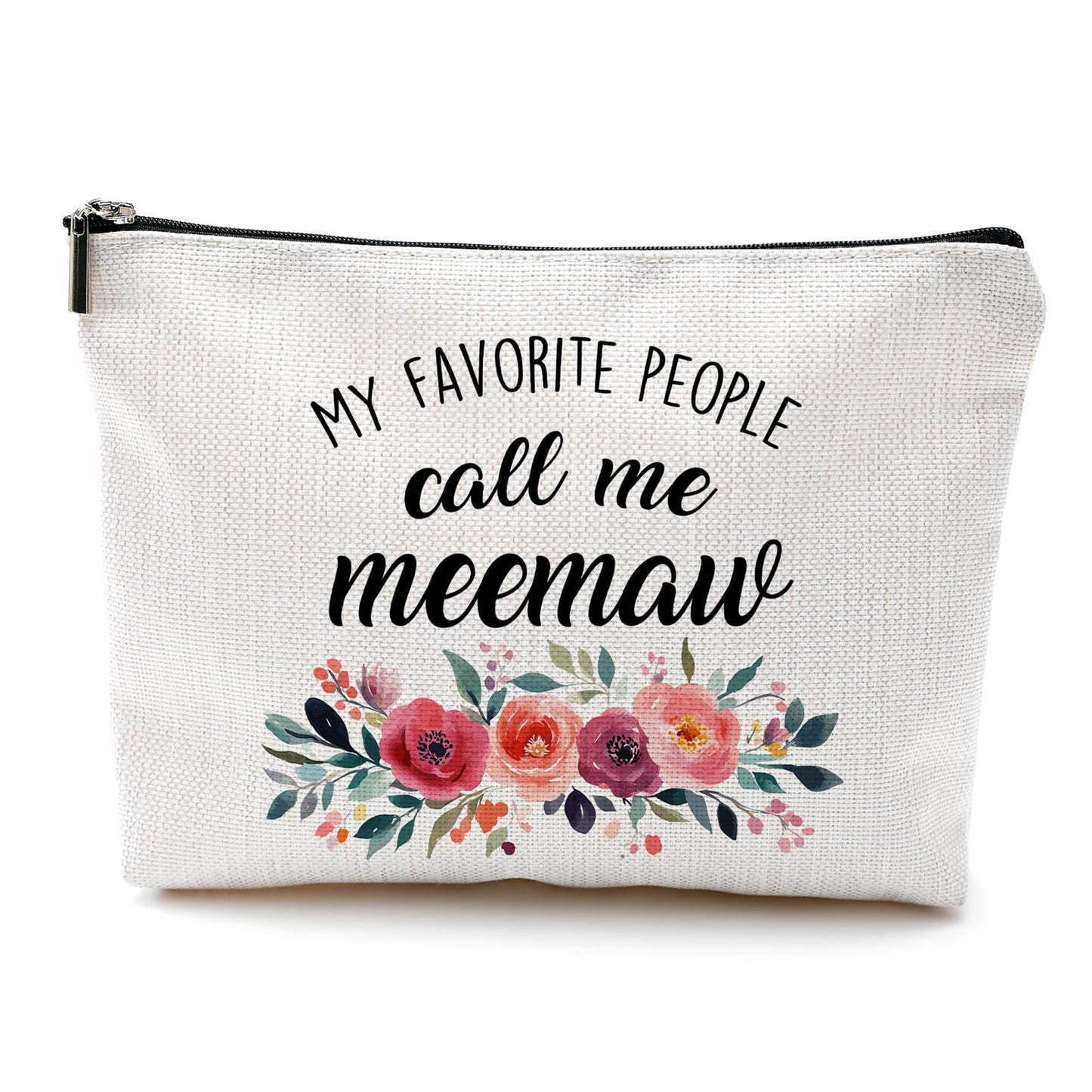 DILSJ Meemaw Gifts Makeup Bag, Grandma Gifts For Christmas From Grandkids Cosmetic Bags For Women, My Favorite People Call Me Meemaw Zipper Makeup Pouch Travel Organizer Toiletry Bag