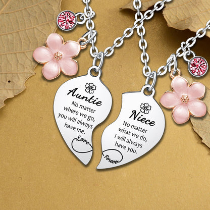 Waeceip Auntie Niece Necklaces for 2 Pcs Heart Matching Necklaces for Auntie and Niece Gifts for Aunt Christmas Birthday Present for Aunt and Nieces Necklace Jewelry Thanksgiving Gift