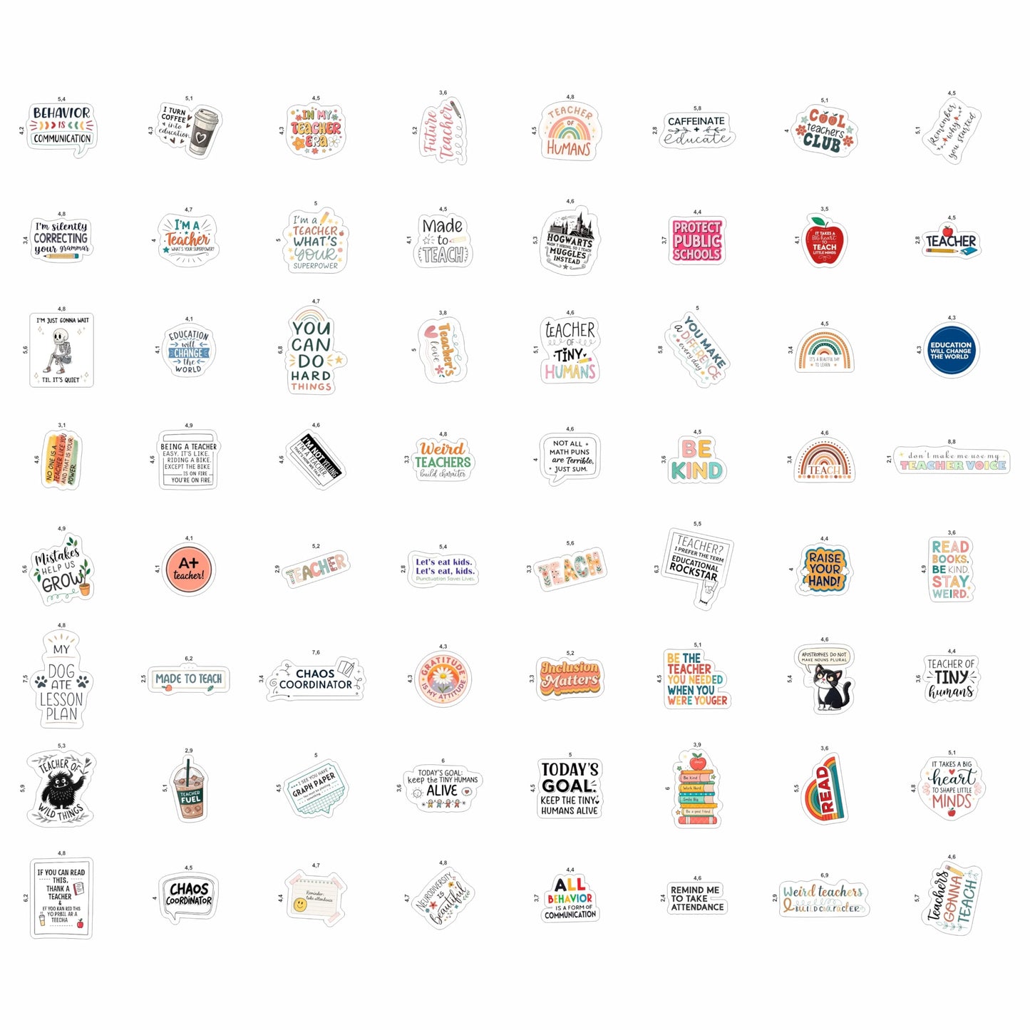100Pcs Funny Teacher Stickers for Laptop, Water Bottles and Planner - Funny Teacher Gifts Appreciation - Gift for Women & Men