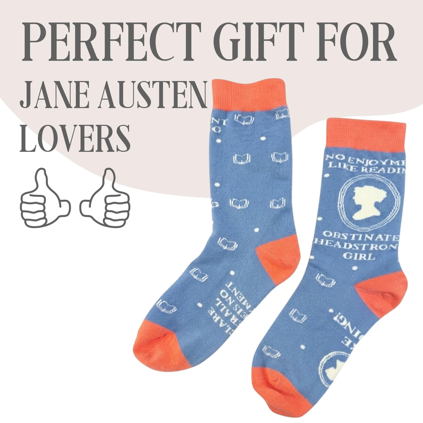 InnoBeta Jane Austen Gifts for Women/Girls, Jane Austen Lover Gifts Socks for Birthday & Christmas, One Size Crew Socks