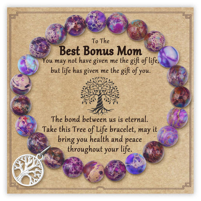 Sereney Birthday Gifts for Grandma Mom Bonus Mom, 60th 70th Birthday Gifts for Women as Grandmother Gifts, Bonus Mother Tree of Life Bracelet as Birthday Gift,Sister Bracelets for Women as Sister Gift