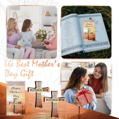 Spakon 30 Set Christian Mother's Day Gifts Religious Cross Bookmarks for Church Menbers Blessed Mom Magnet Bookmarks and Bible Verse Cards Appreciation Gifts for Book Lovers Devotional Study Guide