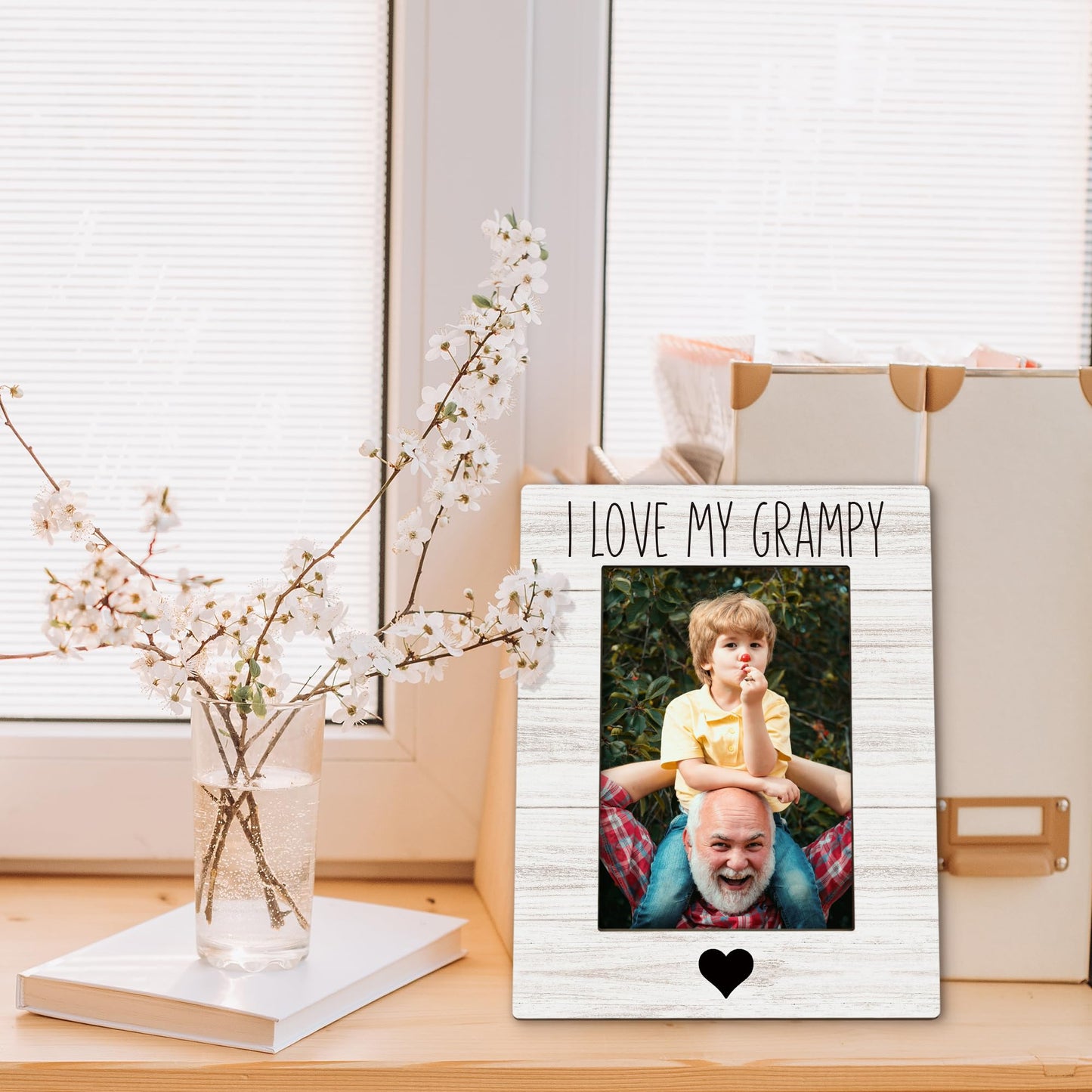 Grampy Gifts Picture Frame 5x7, Grampys Photo Frame, Christmas Fathers Day Birthday Gifts for Grampys from Grandkids, I Love My Grampy Wooden Picture Photo Frames for Desk Home Room Decor