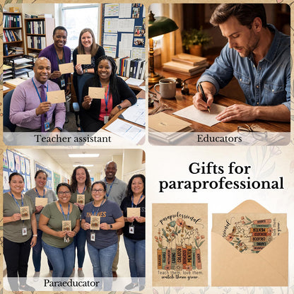 Resurhang 20 Sets End of Year Gifts Paraprofessional Cards Bulk 6x4'' with Envelopes and Thank You Sticker Graduation Teacher Appreciation Gift for Teacher Assistant Paraeducator Aide