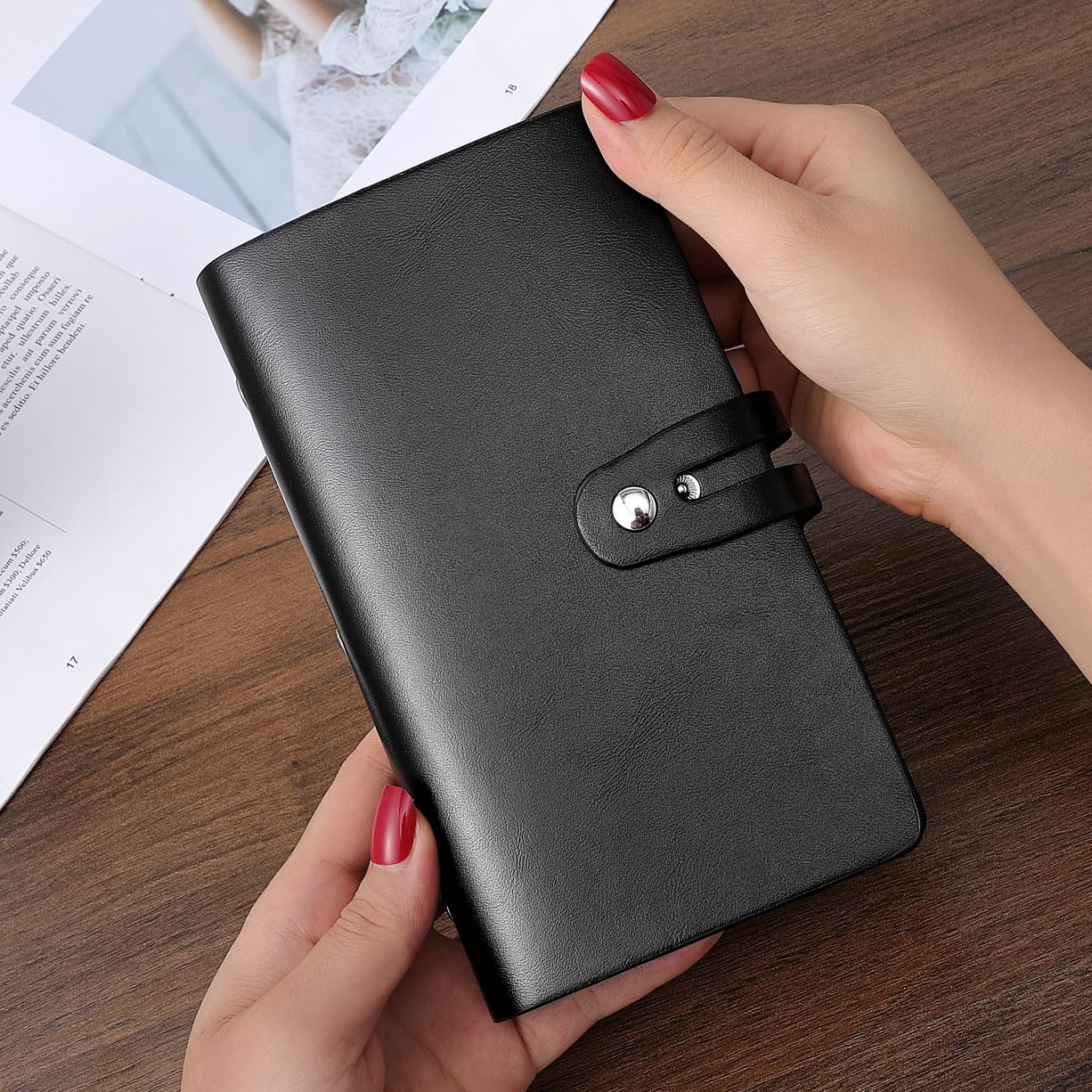 RFID Credit Card Holder Organizer, Leather Business Card Organizer with 96 Card Slots, Business Card Book to Keep Cards Neatly Organized and Prevent Jumbling, Loss, or Damage (Black)
