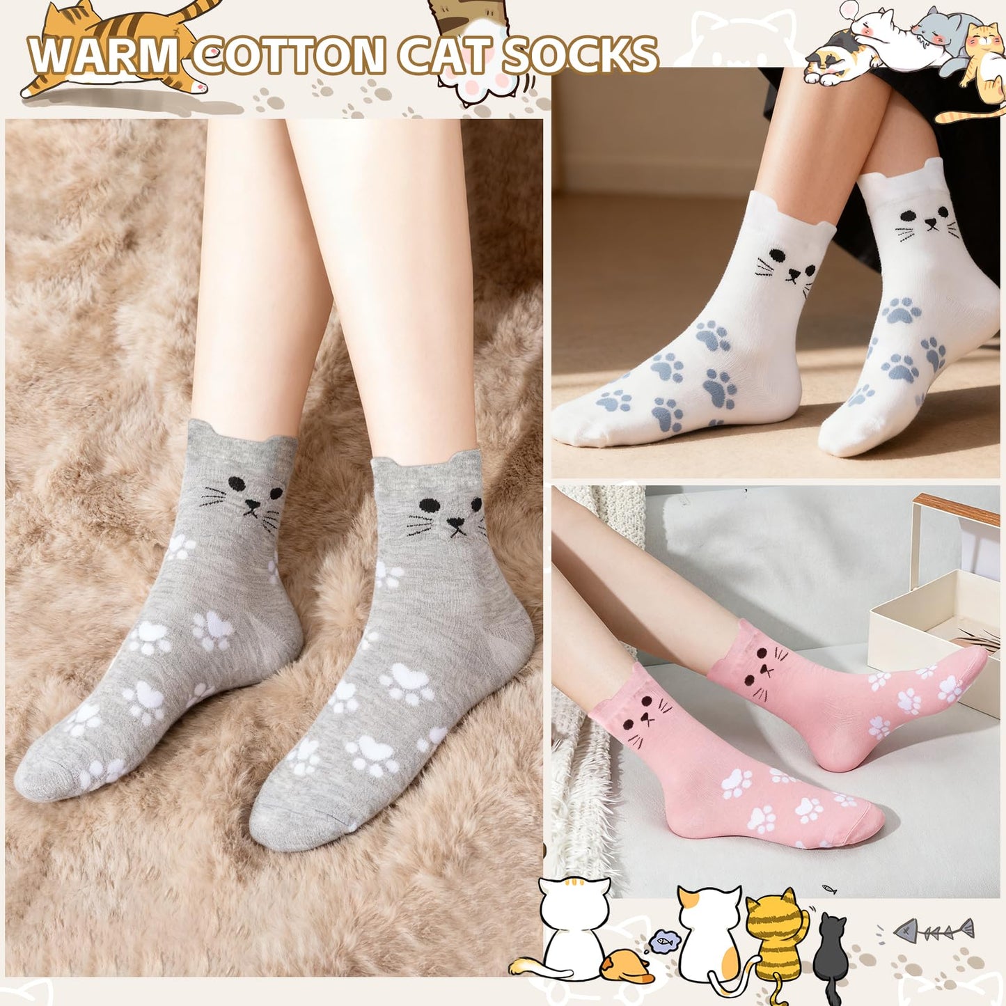 Cat Lover Gifts for Women, Cat Gifts for Women, Cat‘s Themed Gift for Christmas Mothers Day Birthdays, Funny Gift for Cats Lovers for Crazy Cats Lady Mom Daughters with Glass Cup Scented Candle Socks