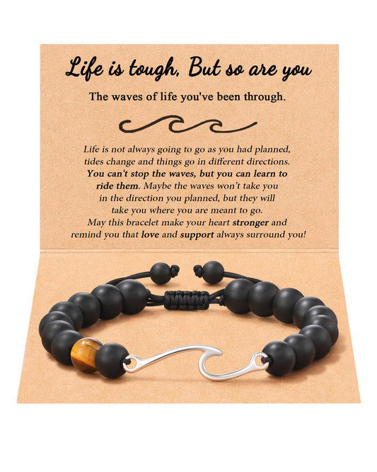 Tarsus Inspirational Gifts for Women Men, Through The Waves of Life, Life is Tough but so are You, Encouragement Bracelet Thoughtful Gifts for Friend Sister Coworker...