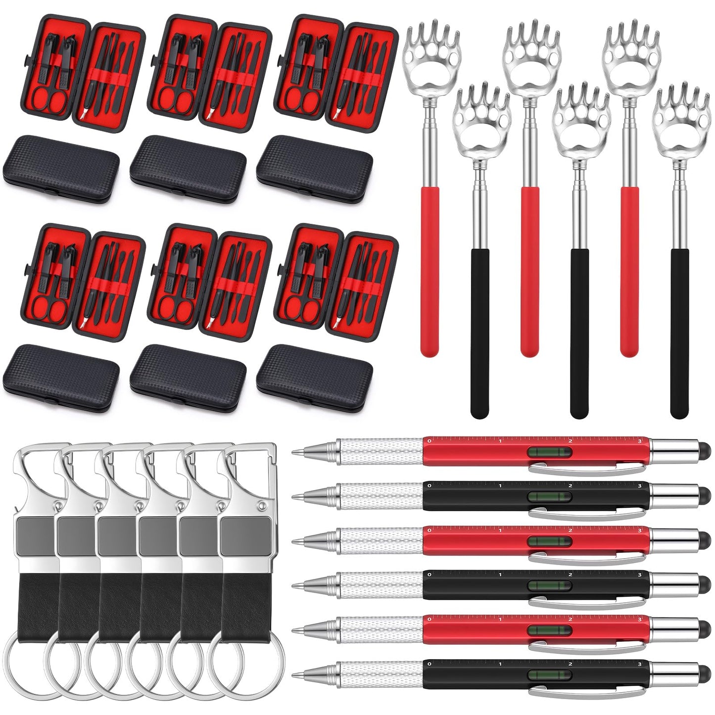 Pickmesh 24 Pcs Fathers Day Dad Gifts Small Bulk Gifts for Men Adults Dad Husband Nail Clipper Set Keychains Scratcher Multipurpose Pen Baby Shower Prizes for Men Winner Husband Employee Bachelor