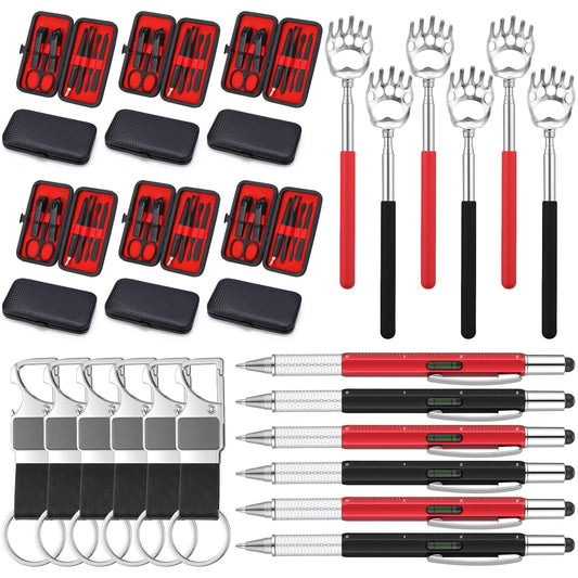 Pickmesh 24 Pcs Fathers Day Dad Gifts Small Bulk Gifts for Men Adults Dad Husband Nail Clipper Set Keychains Scratcher Multipurpose Pen Baby Shower Prizes for Men Winner Husband Employee Bachelor