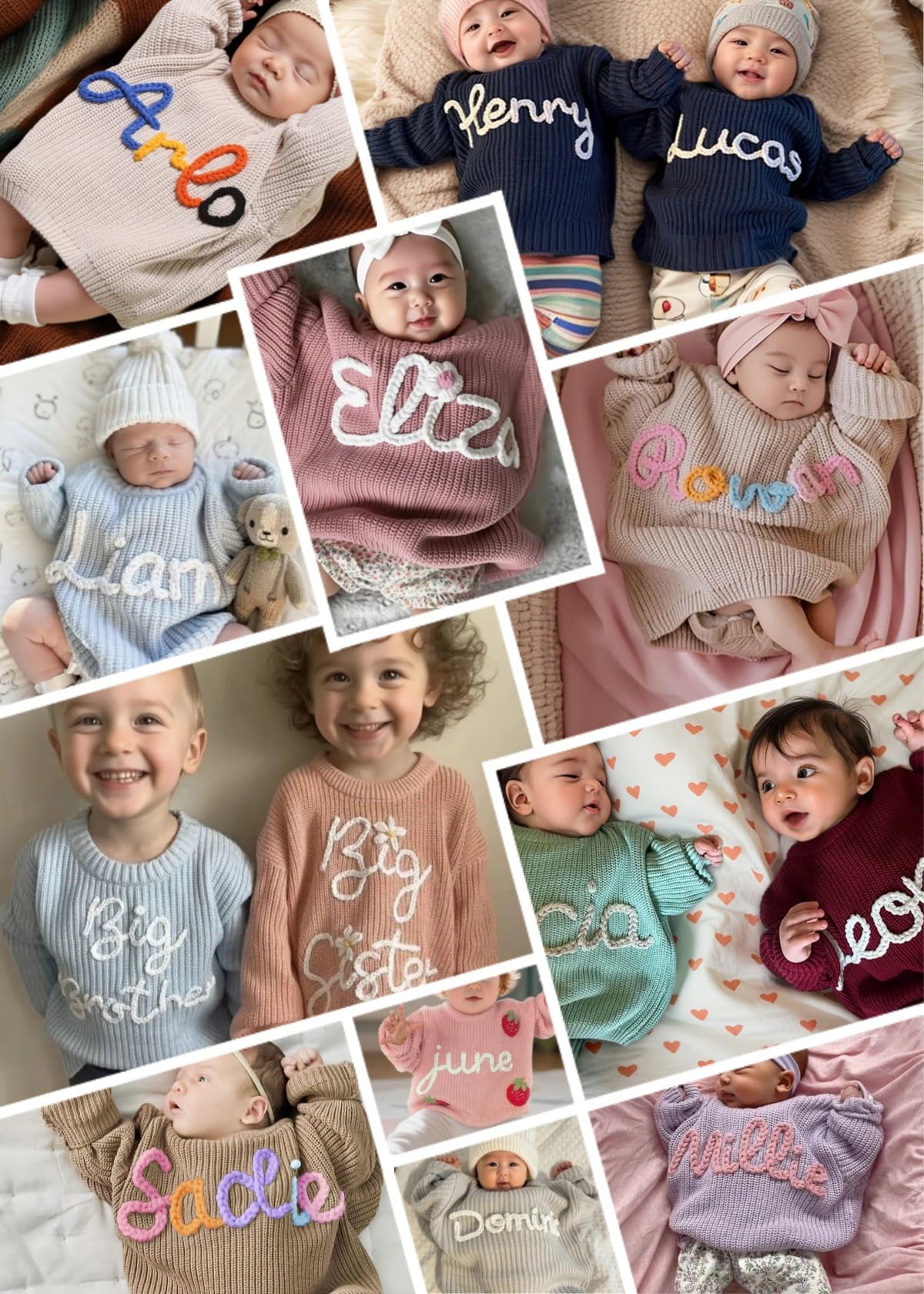 Personalized Baby Sweater with Name Custom Baby Name Sweater Knitted Newborn Outfit Infant Sweater Monogrammed Gifts for Baby Boy Girl Customized Toddler Gifts