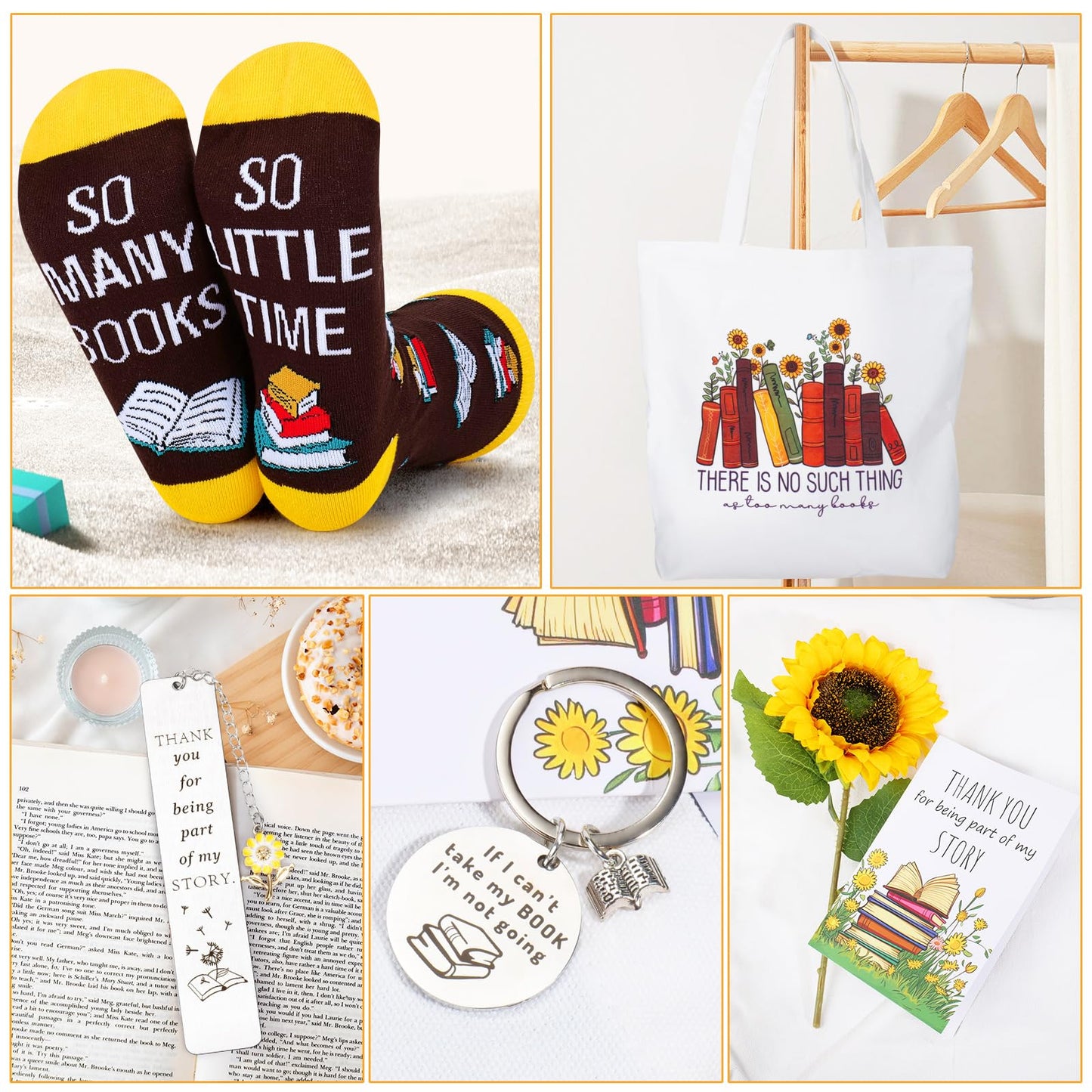 12PCS Gifts for Book Lovers-Book Lovers Gifts for Women, Bookish Gifts for Readers, Librarians, Bookworms, Mothers Day, Sunshine Box Birthday Gifts for Book Reading Lovers Book Themed Gifts for Women