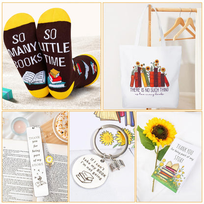 12PCS Gifts for Book Lovers-Book Lovers Gifts for Women, Bookish Gifts for Readers, Librarians, Bookworms, Mothers Day, Sunshine Box Birthday Gifts for Book Reading Lovers Book Themed Gifts for Women