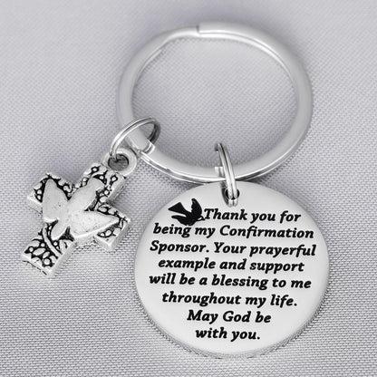 Kivosliviz Confirmation Sponsor Gifts Keychain Sponser Gift Appreciation Key Chain Thank You for Being My Confirmation Sponsors Keychain