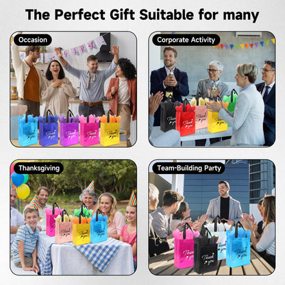 Addblu 60 Pcs Reusable Gift Bags with Handles - Includes 20 Thank You Gift Bags, 20 Tissue Papers, 20 Cardboard Bases for Employee Appreciation Gifts Bulk, Team, Staff, Teachers, Coworkers, Business (Mix Color, 20PCS)