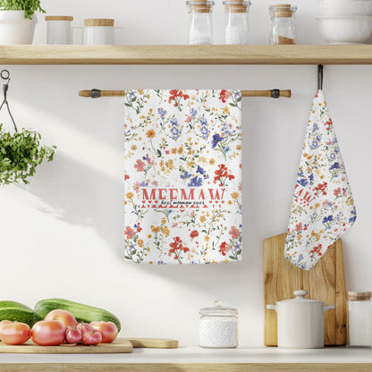 Rustic Floral Meemaw Grandma Kitchen Towels, Grandma Gifts from Grandkids Hand Towels for Bathroom Decor, Meemaw Grandmother Gifts Dish Tea Towel for Kitchen Decor, 16x24 Inch