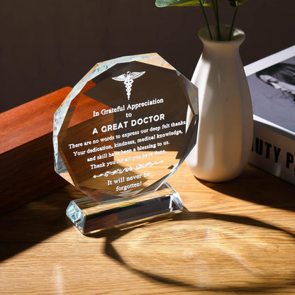 Movdyka Doctor Gifts for Men Women Glass Keepsakes, Laser Engraved Doctor Appreciate Gifts, Best Doctor Gifts for Him Her on Retirement, Christmas, Doctors Day, Thanksgiving- 4.7in.