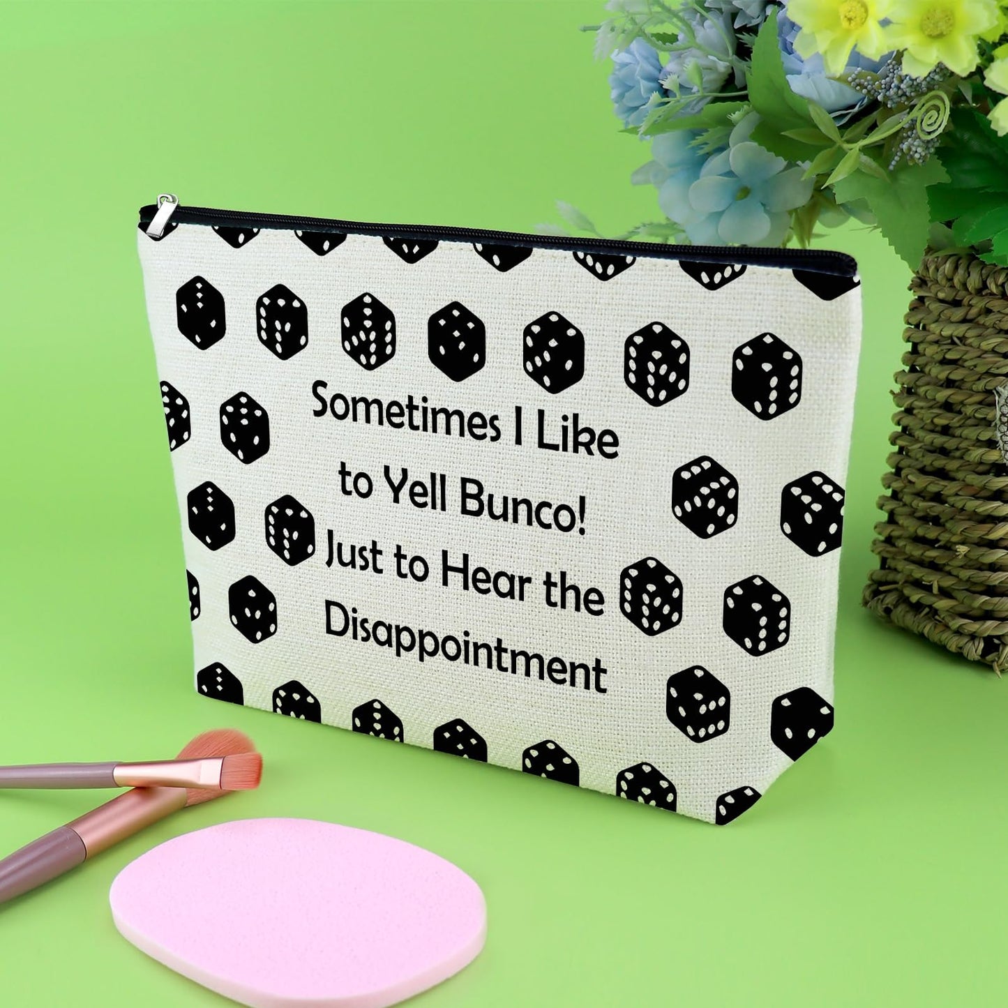 Bunco Gift Gambling Lover Makeup Bag Bunco Dice Game Fun Friends Night Gift for Women Game Gambling Lucky Accessory Pouch Cosmetic Bag Christmas Birthday Present for Gambler Travel Zipper