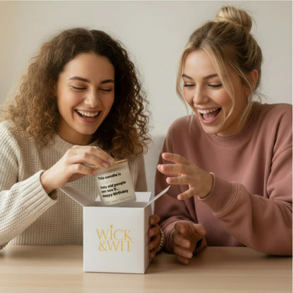 Funny Birthday Gifts for Women and Men, Sarcastic Gift for Friend Sister BFF Coworker Vanilla Lavender Soy Back and Body Hurts Candle Ready to Gift Box by Wick and Wit
