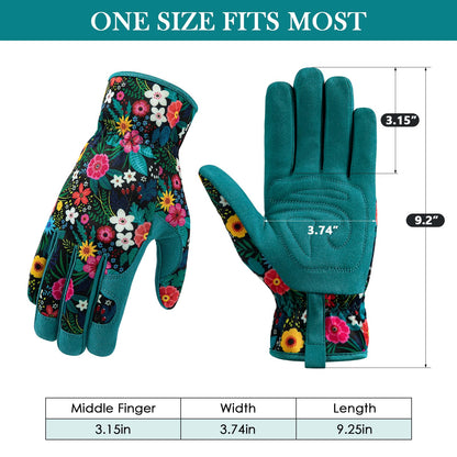 Trifabricy Gardening Gloves for Women, Breathable Leather Garden Gloves with Grip, Thorn-Proof Puncture-Resistant Work Gloves