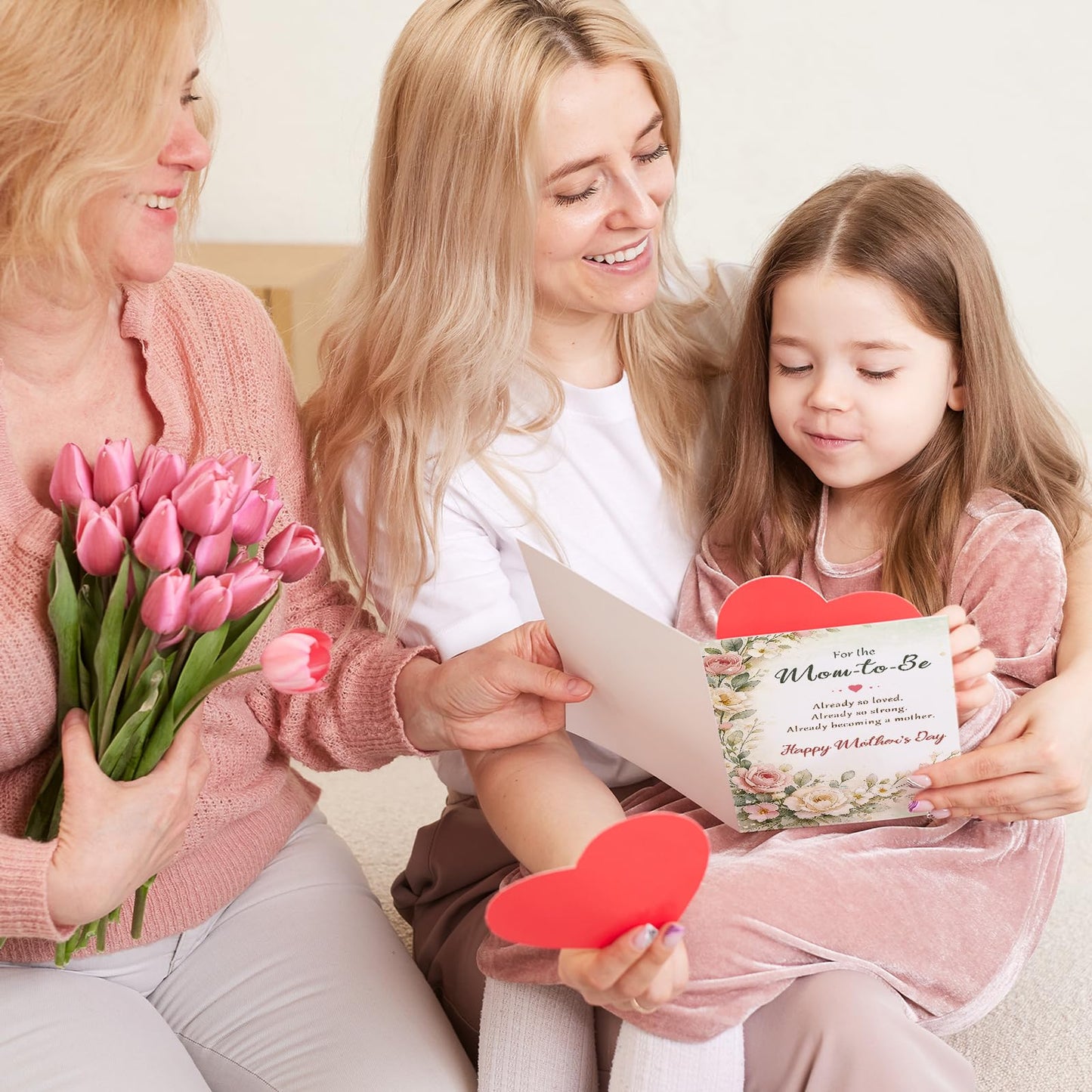Beixian Mother's Day Card for Mom to Be, Mother's Day Gift for Mom to Be, Floral Greeting Card for Expecting Mom