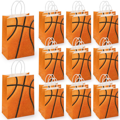 Jucoan 50 Pack Basketball Gift Bags with Handles, Bulk Basketball Party Favor Goodies Bags Snack Candies Treat Bags for Kids Birthday Party, Basketball Sports Team Tournament Gifts