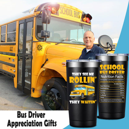Grifarny Bus Driver Appreciation Gifts - Buses Drivers Gifts for Men, Women - Buses Drivers Christmas Gift - School Bus Driver Tumbler Cup 20 oz