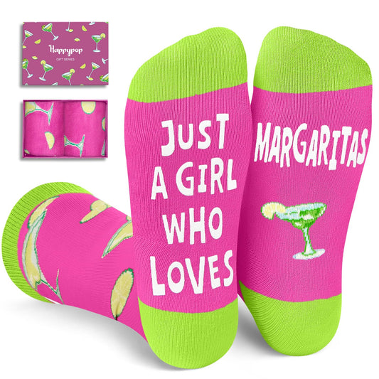 HAPPYPOP Drink Socks for Women Men - Tea Lovers Gifts, Margarita Whiskey Socks for Drinker