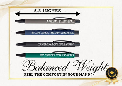 InnoBeta Principal Appreciation Gifts for Men, Women, Inspirational Thank You Gift Ballpoint Pen Set of 4, Office Tools for School Principals, Black