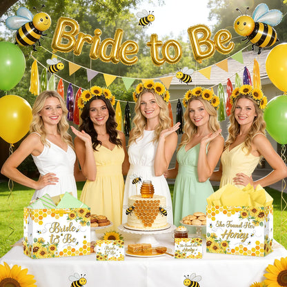 Bride Gift Bag Bee Bridal Shower Party Gift Bags with Tissue Paper and Card Bridal Gift Wrapping Paper Bag Honey Bee Sunflower Bachelorette Engagement Wedding Bags for Bride to Be Party Decorations